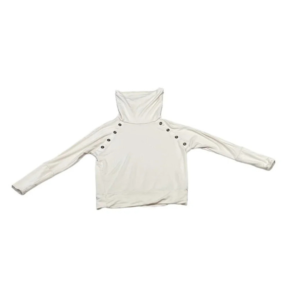 Capote Maisy Pullover Sweater Bamboo Buttons Cowl Neck Cream Size Medium M - Picture 4 of 15